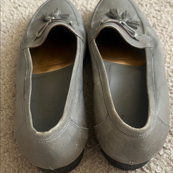 Vintage Christian Dior Tassel Loafers Men’s Size 9 Taupe Leather Made in Italy - Picture 4 of 11